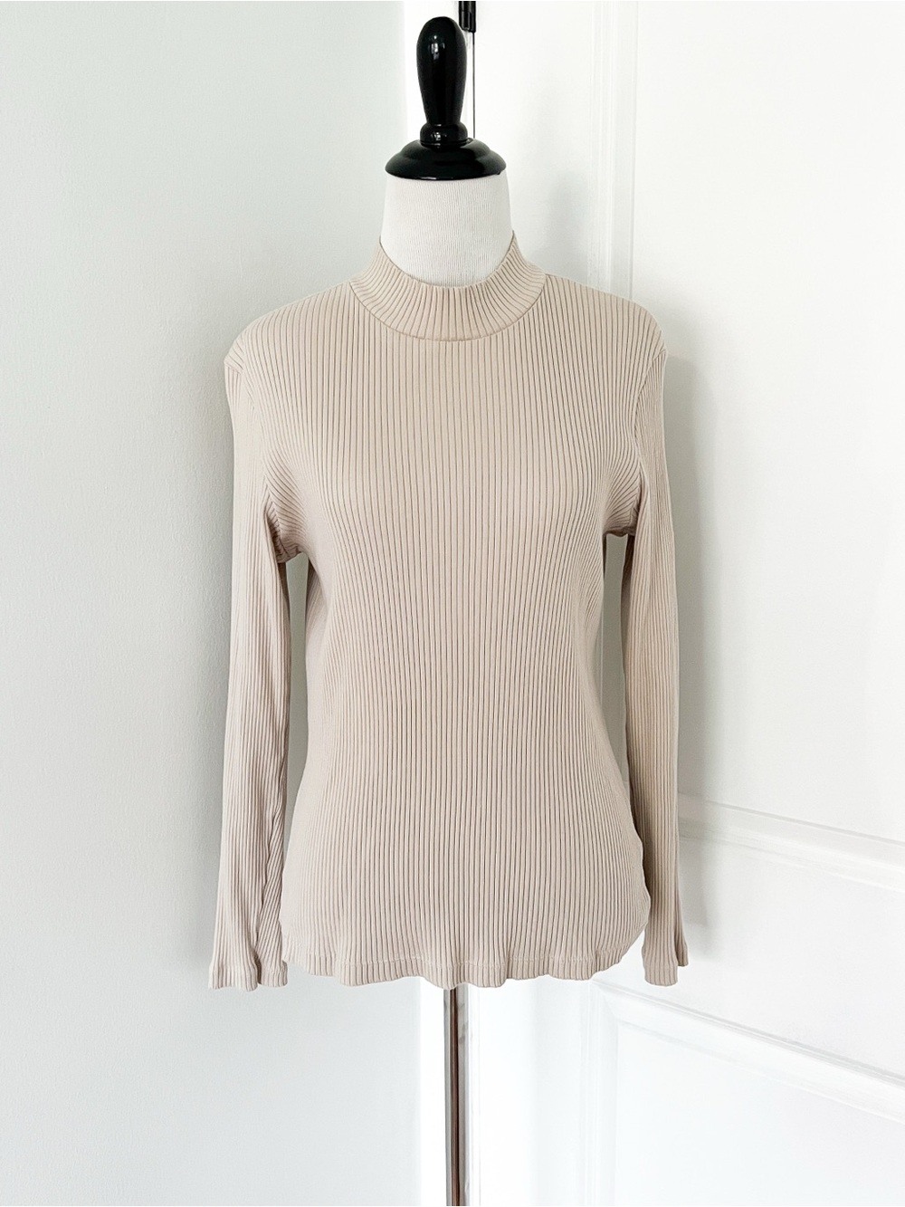 Uniqlo Ribbed Mock Neck Top - Light Beige Extra large